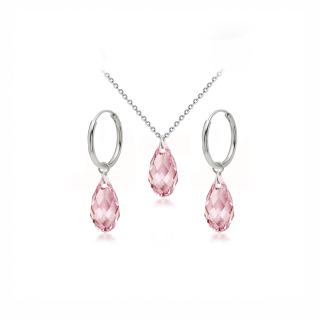 Briolette Light Rose – Set náhrdelníku a náušnic s krystaly Swarovski® z chirurgické oceli