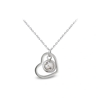 Ocelový náhrdelník Mini Heart ve tvaru srdce s krystalem Swarovski - Crystal F