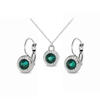 Ocelová sada šperků Xirius Rose Pavé s krystaly Swarovski - Emerald