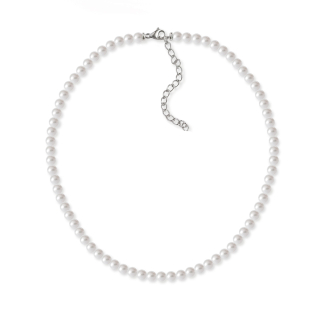 Ocelový perlový náhrdelník Bella Pearl s perlami Swarovski 3mm - Crystal White