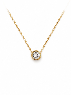 Pozlacený ocelový náhrdelník Gold Choker s krystalem Swarovski 6 mm