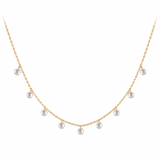 Pozlacený ocelový choker náhrdelník Dangling Zirconia s fasetovanými zirkony 4 mm