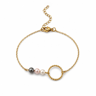 Karma Pearl – pozlacený ocelový náramek s perlami Swarovski® a symbolem nekonečna