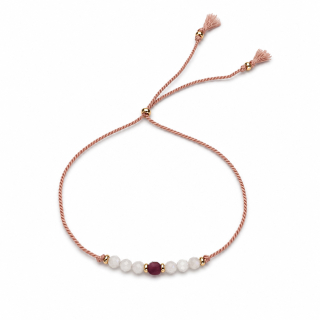 Silk Harmony Ruby – Hedvábný náramek s rubínem a měsíčním kamenem | 14K gold filled
