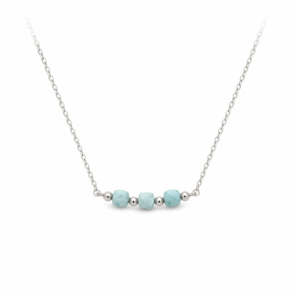 Larimar Triple – Ocelový náhrdelník choker s přírodním larimarem