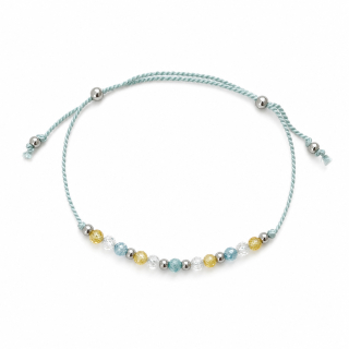 Summer Aqua Zirconia – šňůrkový hedvábný náramek s kubickými zirkony