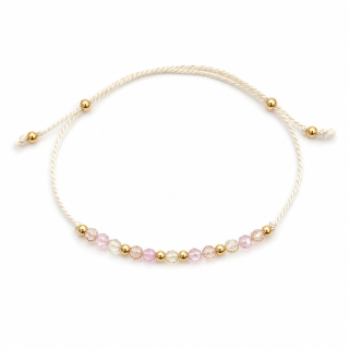 Blush Champagne Zirconia – šňůrkový hedvábný náramek s kubickými zirkony