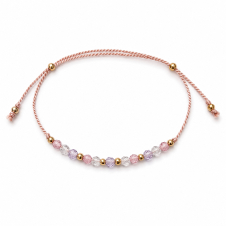 Pink Lavender Zirconia – šňůrkový hedvábný náramek s kubickými zirkony