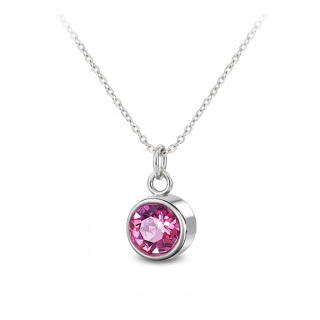 Ocelový náhrdelník s krystalem měsíce Říjen Swarovski - Rose