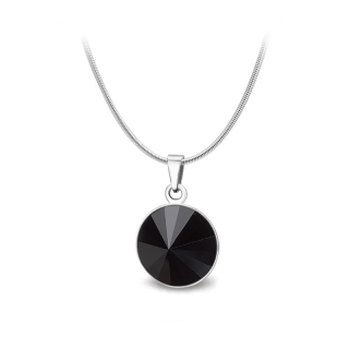 Ocelový náhrdelník s krystalem Rivoli Swarovski - Jet