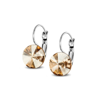 Ocelové visací náušnice s krystaly Rivoli Swarovski - Crystal Golden Shadow