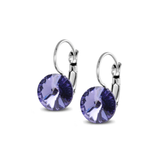 Ocelové visací náušnice s krystaly Rivoli Swarovski - Tanzanite