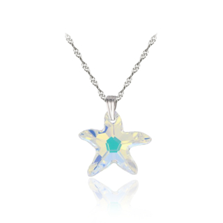 Stříbrný rhodiovaný náhrdelník Starfish s krystalem hvězdice Swarovski - Crystal AB