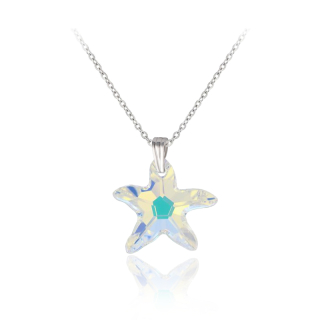 Stříbrný rhodiovaný náhrdelník Starfish s krystalem hvězdice Swarovski - Crystal AB