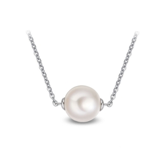 Ocelový perlový náhrdelník Solitare s perlou Swarovski - Crystal White
