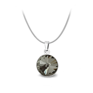 Ocelový náhrdelník s krystalem Rivoli Swarovski - Black Diamond