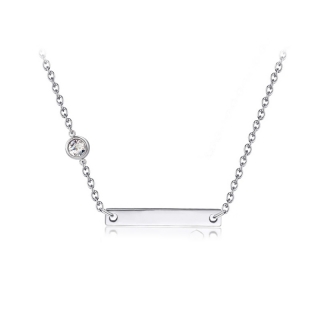 Ocelový náhrdelník Plate s krystalem Swarovski - Crystal F