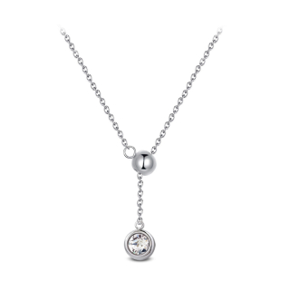 Ocelový náhrdelník Bead s krystalem Swarovski - Crystal F
