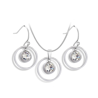 Ocelový set s krystaly v kruhu Swarovski - Crystal F