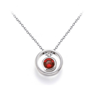 Ocelový náhrdelník ve tvaru kruhu s krystalem Swarovski - Scarlet