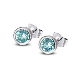 Ocelové náušnice pecky s krystaly Swarovski - Light Turquoise