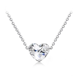 Ocelový náhrdelník s krystalem ve tvaru srdce Swarovski - Crystal F