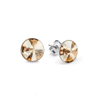 Ocelové náušnice pecky s krystaly Rivoli Swarovski 10mm - Crystal Golden Shadow