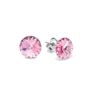 Ocelové náušnice pecky s krystaly Rivoli Swarovski 10mm - Light Rose