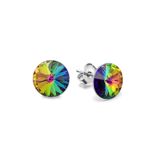Ocelové náušnice pecky s krystaly Rivoli Swarovski 10mm - Crystal Vitrail Medium