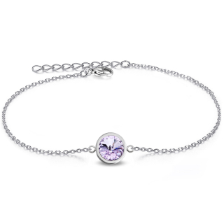 Ocelový náramek Rivoli s krystalem Swarovski - Violet