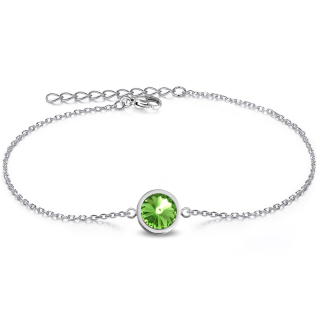 Ocelový náramek Rivoli s krystalem Swarovski - Peridot