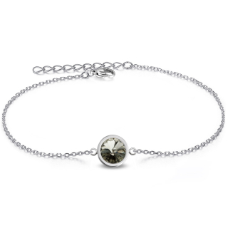 Ocelový náramek Rivoli s krystalem Swarovski - Black Diamond