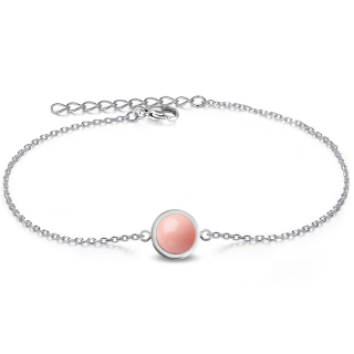 Ocelový náramek s perlou Button Swarovski - Pink Coral