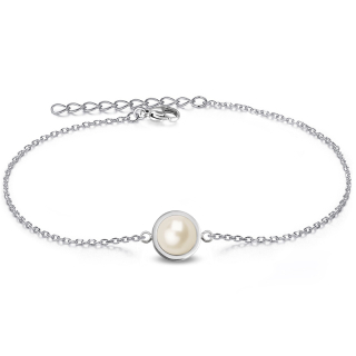 Ocelový náramek s perlou Button Swarovski - Creamrose