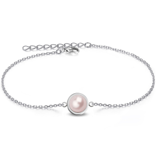 Ocelový náramek s perlou Button Swarovski - Rosaline