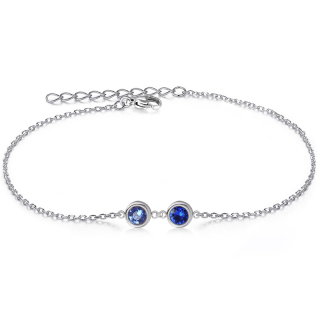 Ocelový náramek Duo Chaton s krystaly Swarovski - Sapphire/Majestic Blue