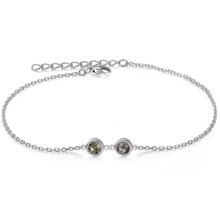 Ocelový náramek Duo Chaton s krystaly Swarovski - Black Diamond/Crystal Silver Night