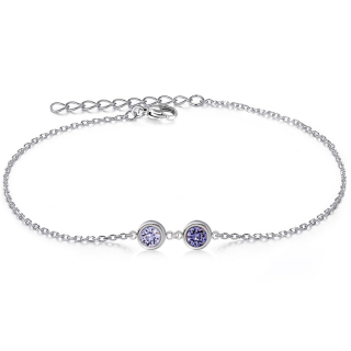 Ocelový náramek Duo Chaton s krystaly Swarovski - Provence Lavender/Tanzanite