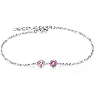 Ocelový náramek Duo Chaton s krystaly Swarovski - Light Rose/Rose