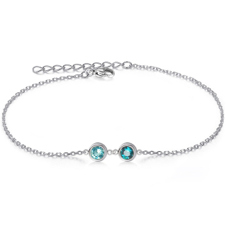 Ocelový náramek Duo Chaton s krystaly Swarovski - Light Turquoise/Blue Zircon