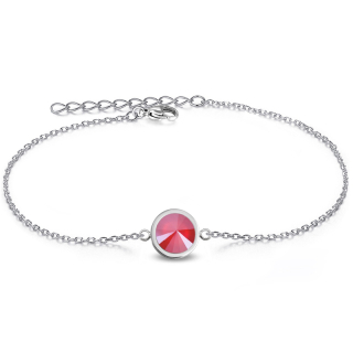 Ocelový náramek Pastel Rivoli s krystalem Swarovski - Royal Red