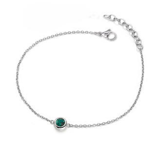 Ocelový náramek Simplicity Chaton s krystalem Swarovski - Emerald