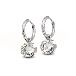 Ocelové náušnice kruhy s krystaly Swarovski - Crystal F