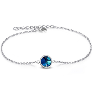 Ocelový náramek Rivoli s krystalem Swarovski - Bermuda Blue